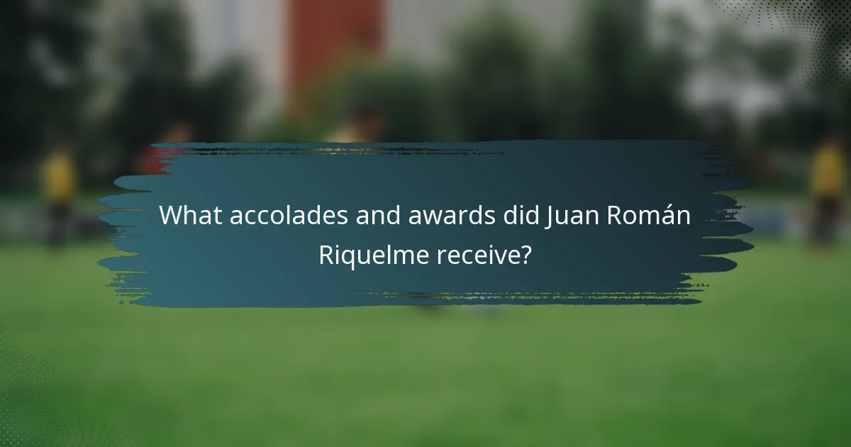What accolades and awards did Juan Román Riquelme receive?