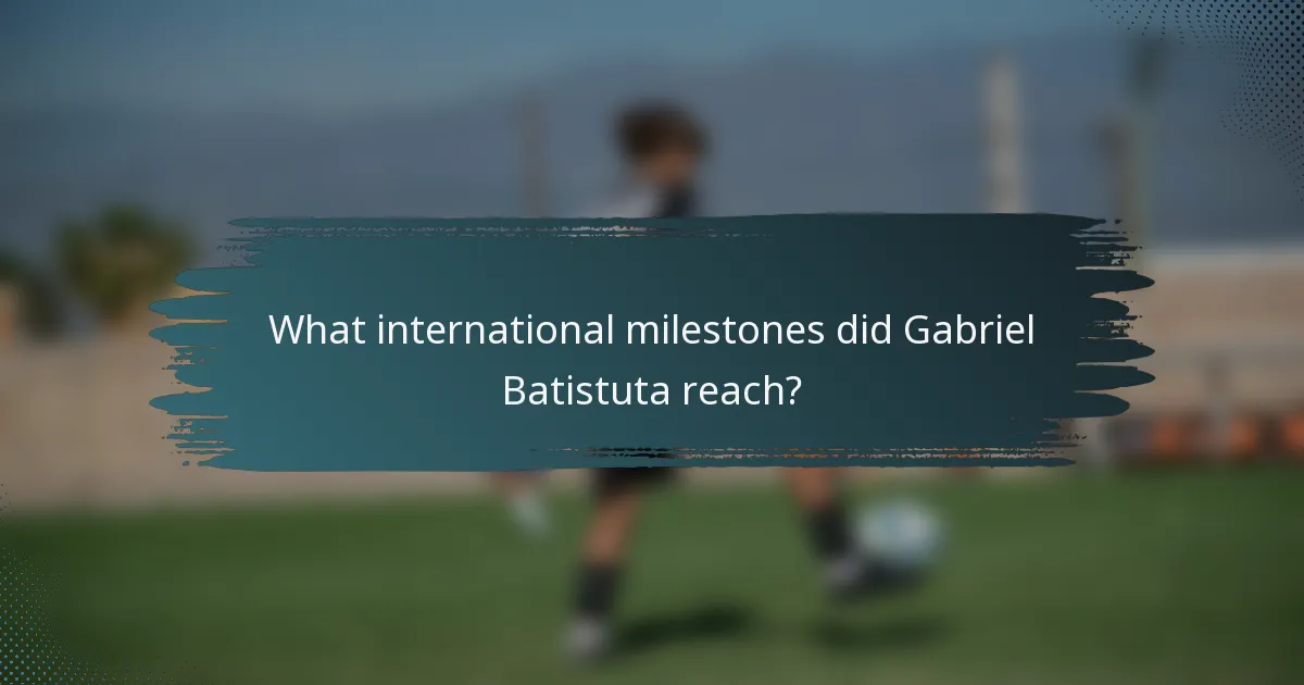What international milestones did Gabriel Batistuta reach?