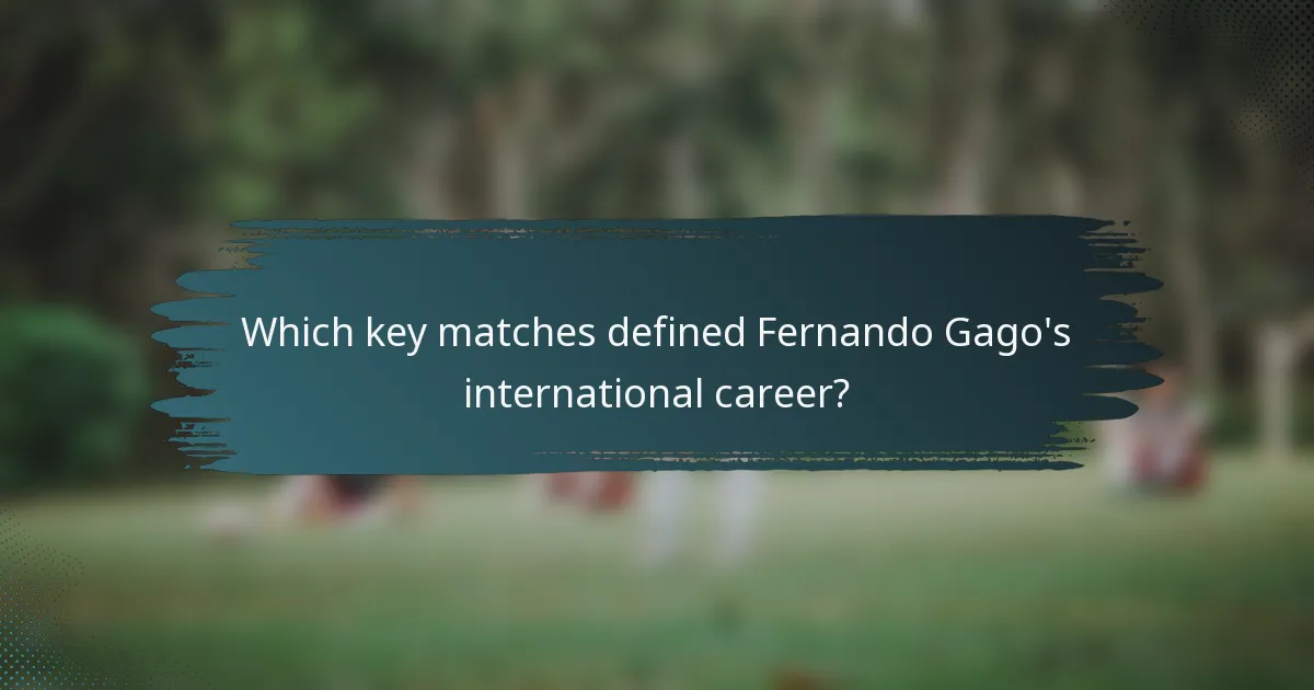 Which key matches defined Fernando Gago's international career?